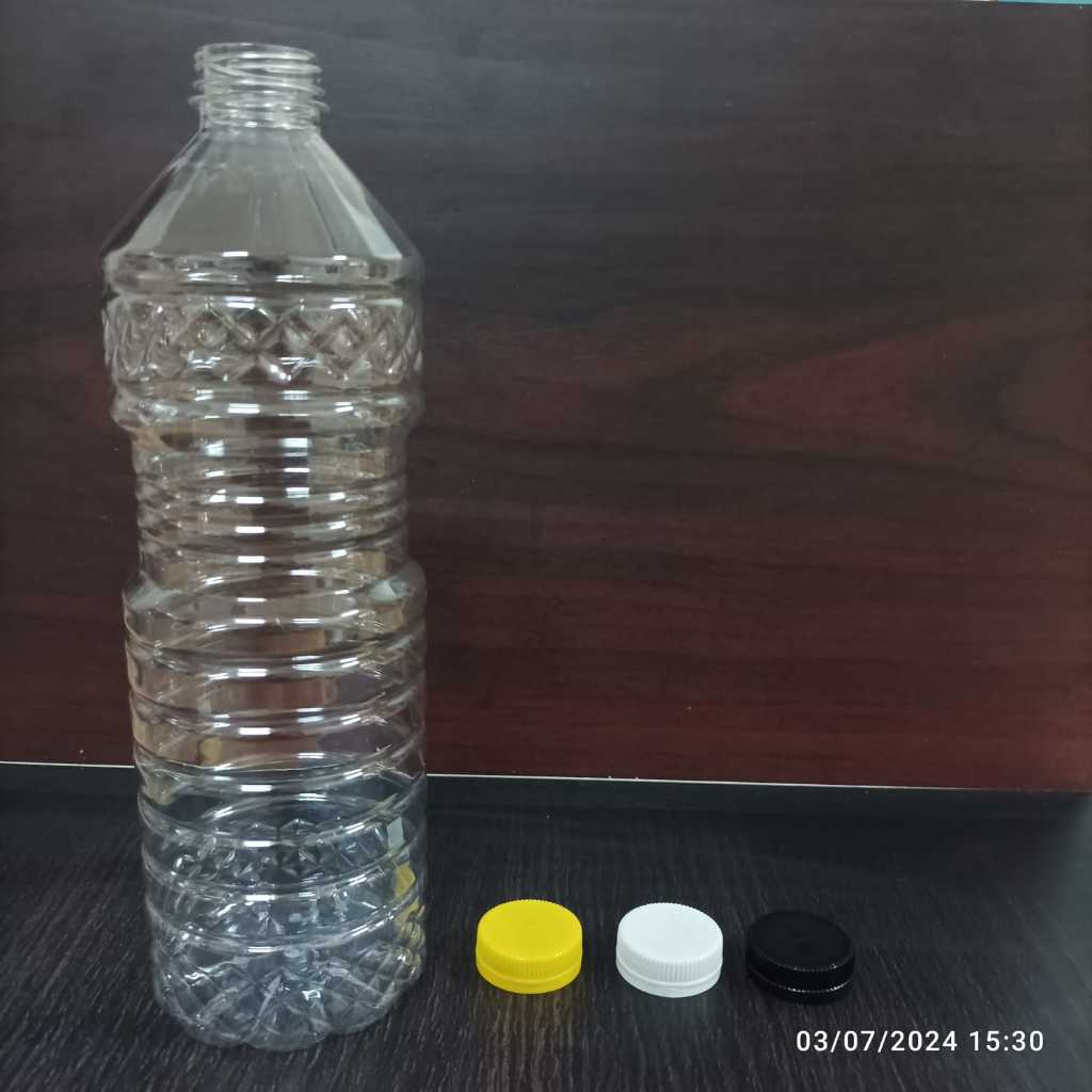Botol Minyak Goreng 1 Liter / Botol Plastik 1000 ml / Botol 1 Liter, Tutup SN Hitam dan Putih