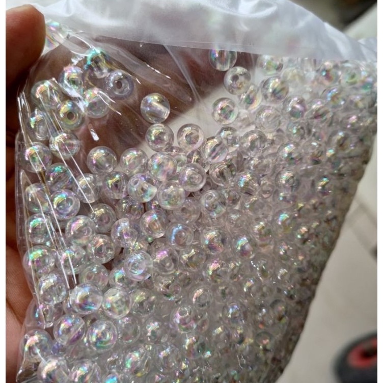 

KODE N8O3 manik bulat bening AB 6mm 8mm 1mm kilau holo premium isi 1 pon