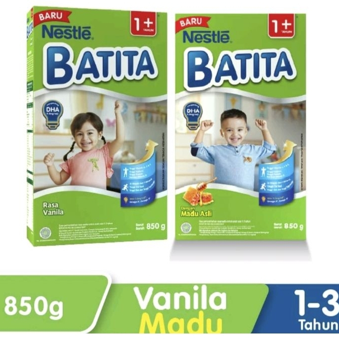 

Nestle` BATITA 1+ anak usia 1-3 tahun Rasa Madu / Vanilla 850gr