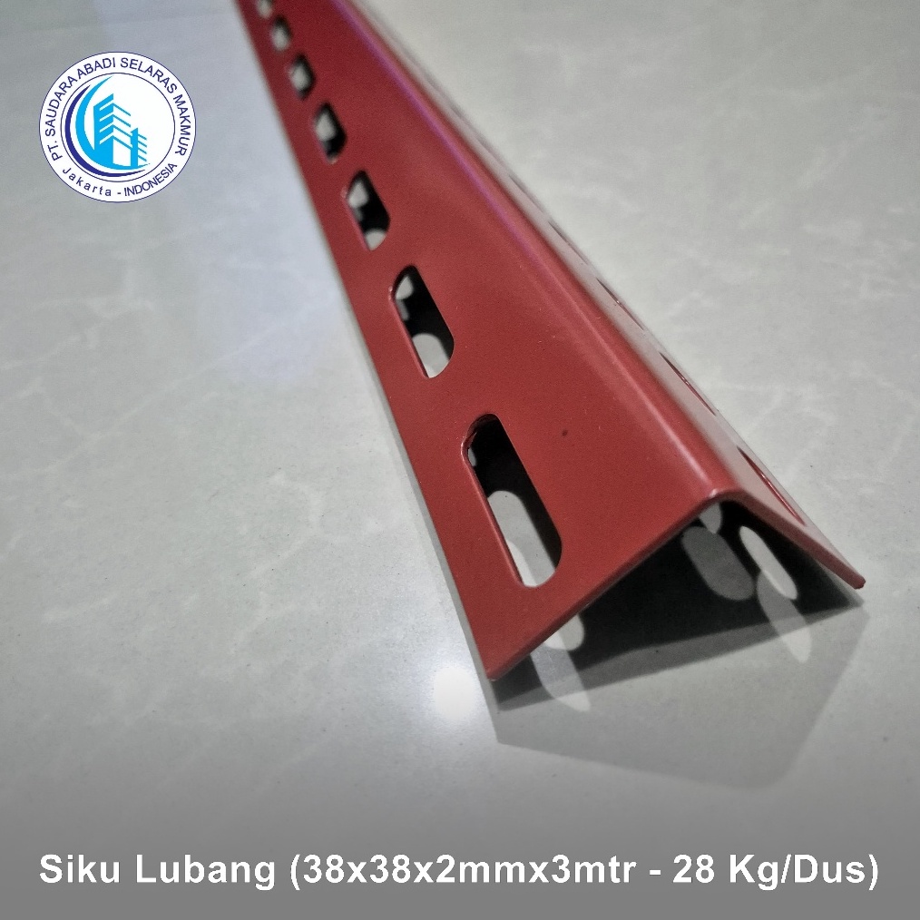 KODE I94C Besi siku lubang 3 meter 2mm merah