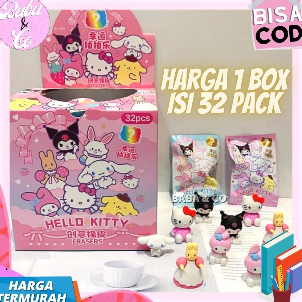 

PENGHAPUS SANRIO MYSTERY BAG 1 BOX ISI 32 pcs PENGHAPUS MISTERI PACK SANRIO IMUT UNIK LUCU COD KODE R1S3