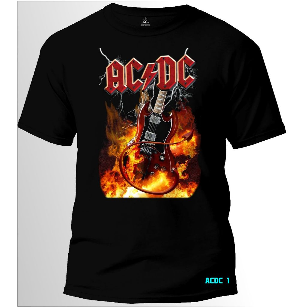 kaos pria distro band AC/DC bahan original 24s