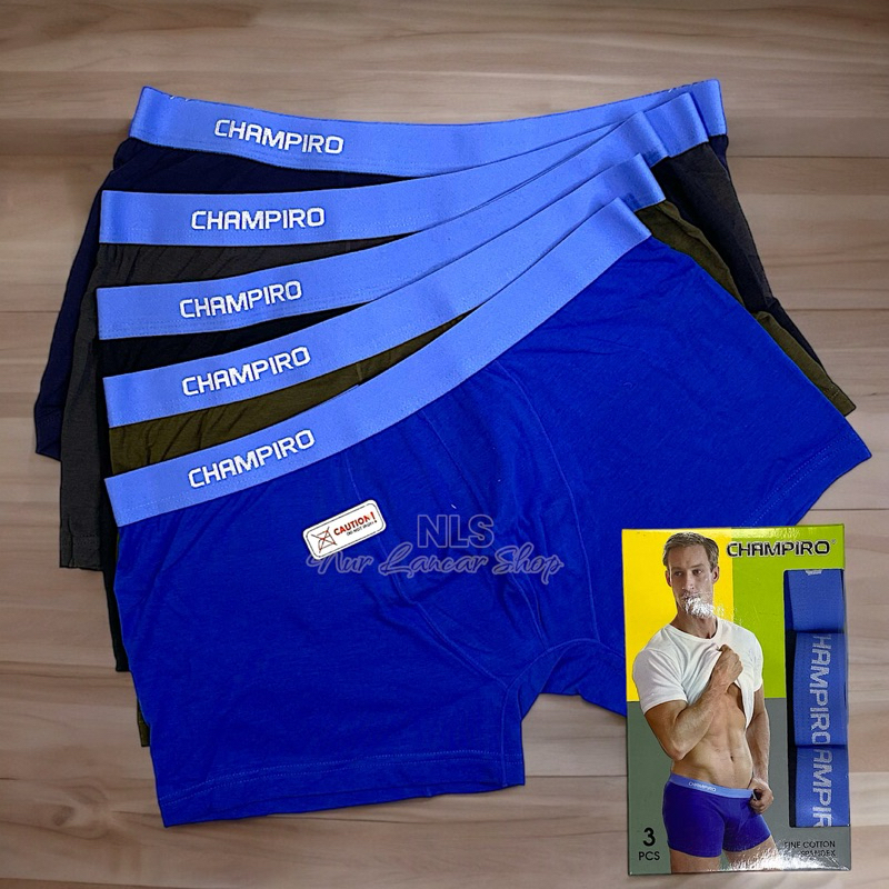 (1Box) CD CHAMPIRO C.0330-celana dalam pria dewasa BOXER bahan katun SPANDEX-pakaian dalam warna pol