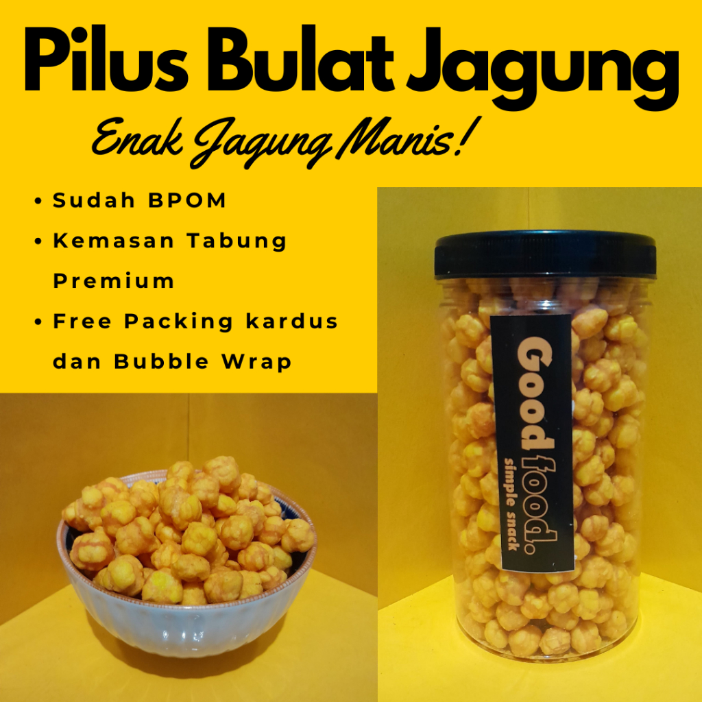 

GOOD Snack Pilus Bulat Jagung Manis Enak Cemilan Makanan Ringan Kemasan 1000ml Termurah Berkualitas