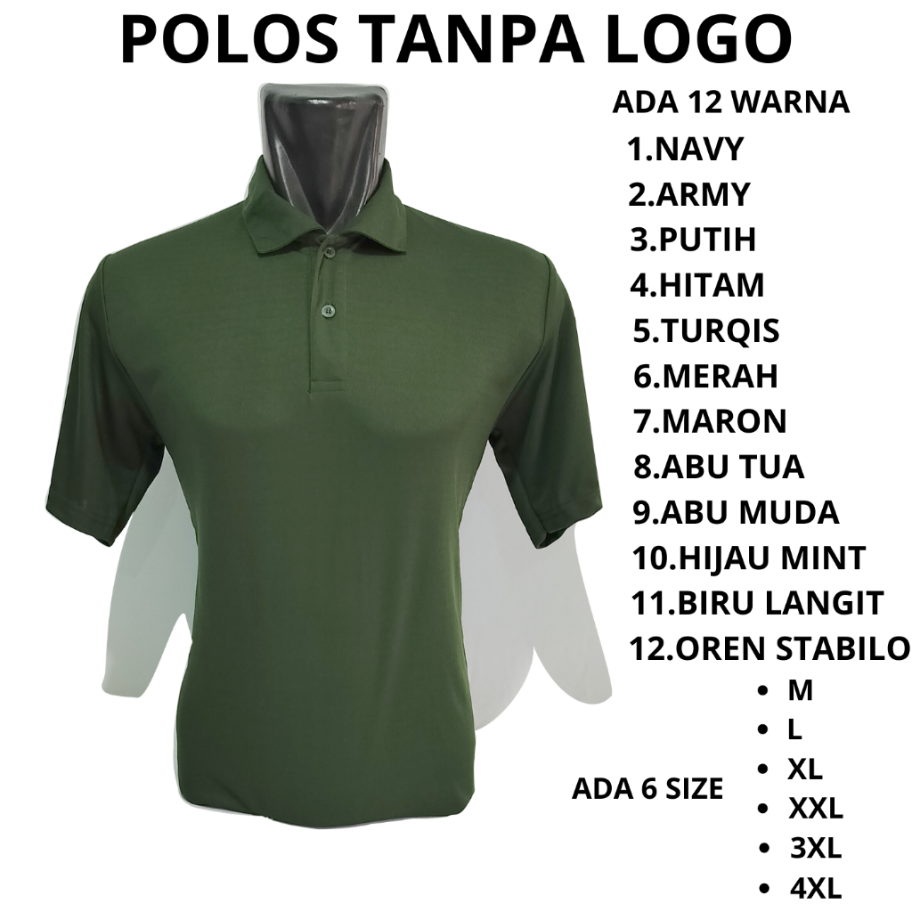 Kaos Kerah Polos BIG SIZE Polo Shirt Atasan Olahraga Kerah Polos JUMBO Dri-Fit Milano PL001