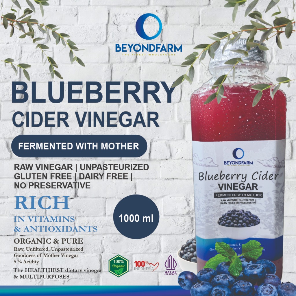 

BEYONDFARM Cuka Blueberry 1 Liter dengan Endapan Mother Probiotik Blueberry Cider Vinegar Bragg