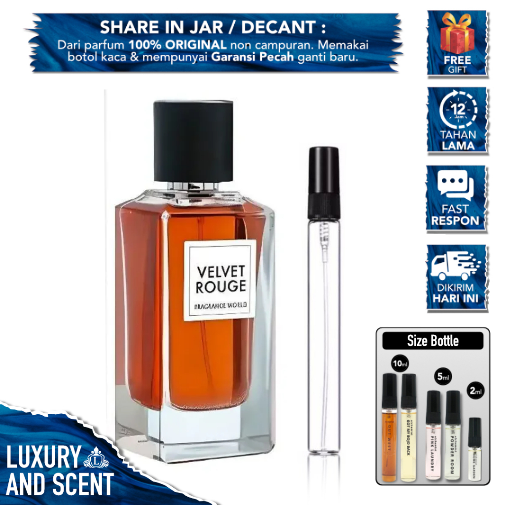 DECANT FRAGRANCE WORLD VELVET ROUGE Share In Bottle Jar 2/5/10ML Travel Size FW France Extrait de Pe