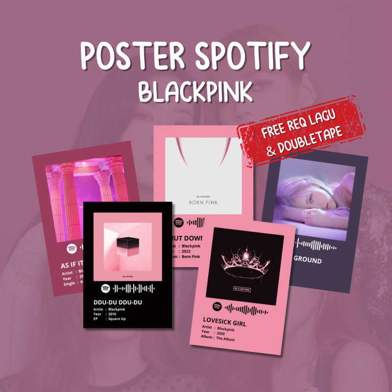 Poster Spotify Blackpink | Poster Aesthetic A5 | Poster Dinding | Hiasan Dinding | Room Decor | Post