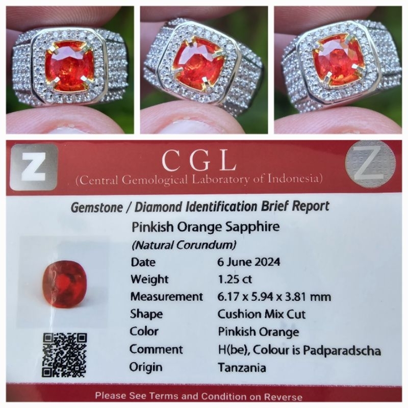 Natural Pinkish Orange Sapphire Memo 1.25 crt