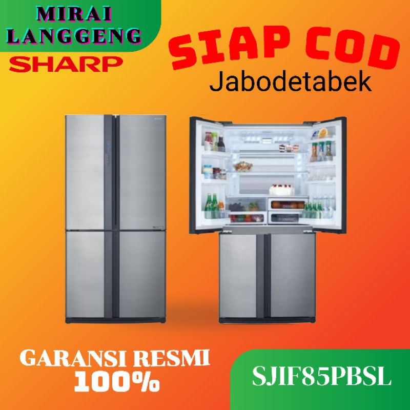 KULKAS 4 PINTU 640 LITER SHARP SJIF85PBSL