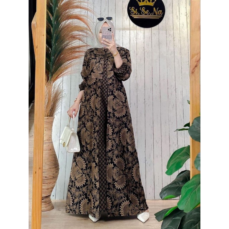 Gamis Batik Jumbo Modern Premium - Gamis Busui Standar Dan Jumbo - Gamis Cardy Kombinasi - Gamis Sya