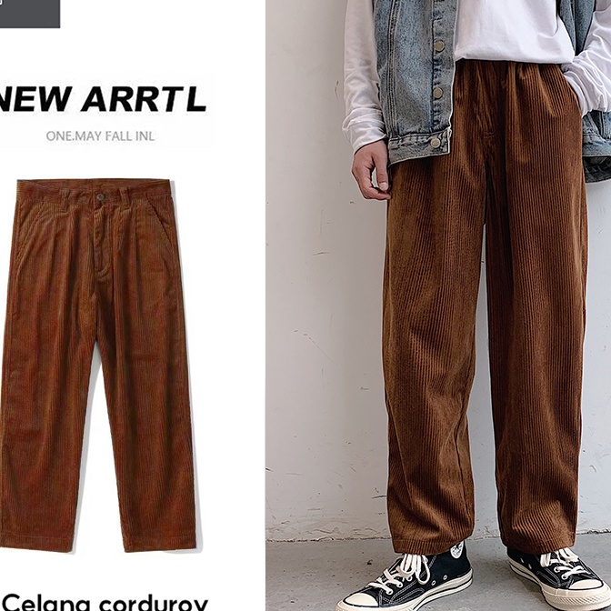 Ekstra Celana panjang corduroy pria celana corduroy pria jumbo celana pria korean style casual gombr
