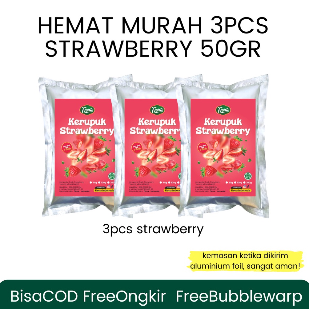 

WAH BARU Fiona Paket Hemat Kerupuk Krupuk Buah Strawberry 3pcs