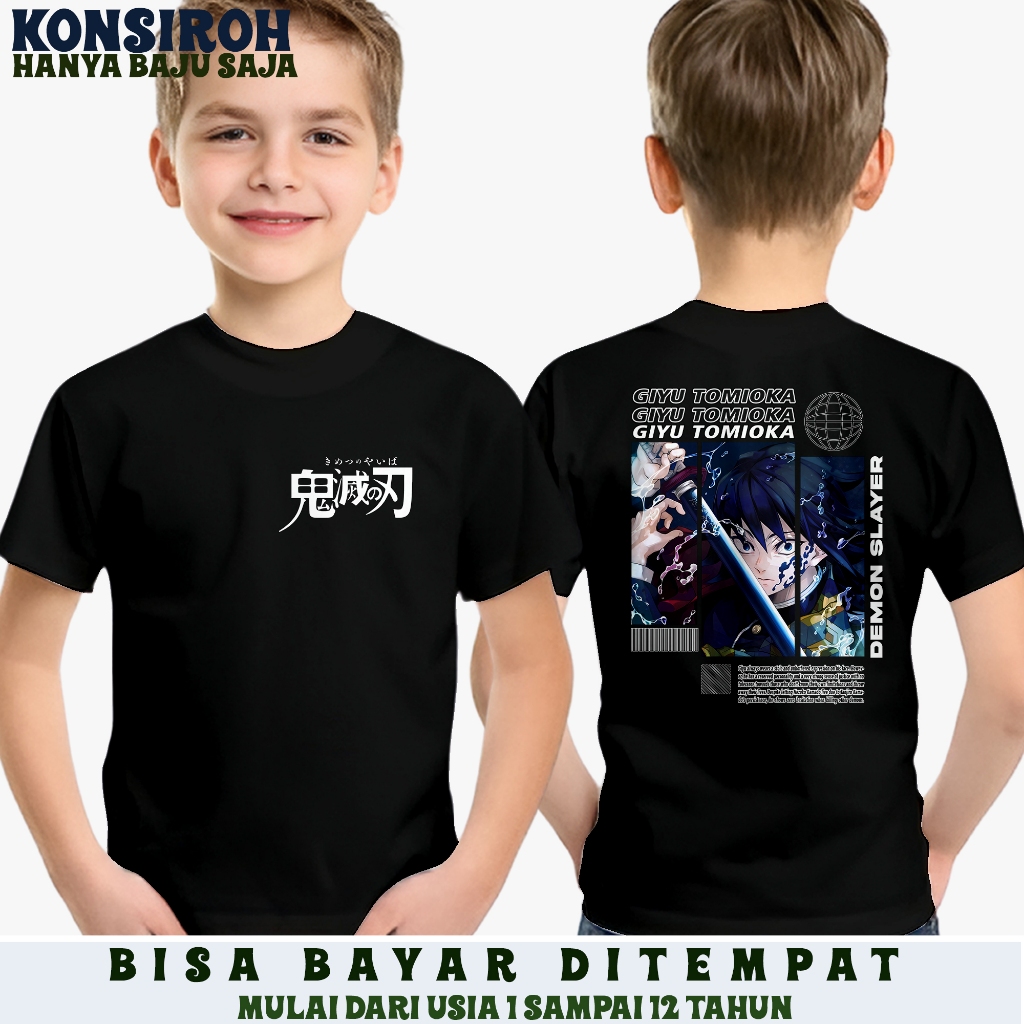 KAOS ANIME ANAK - KAOS ANIME ANAK DEMON SLAYER GIYU TOMIOKA - BAJU ANIME ANAK DEMON SLAYER - ANIME K