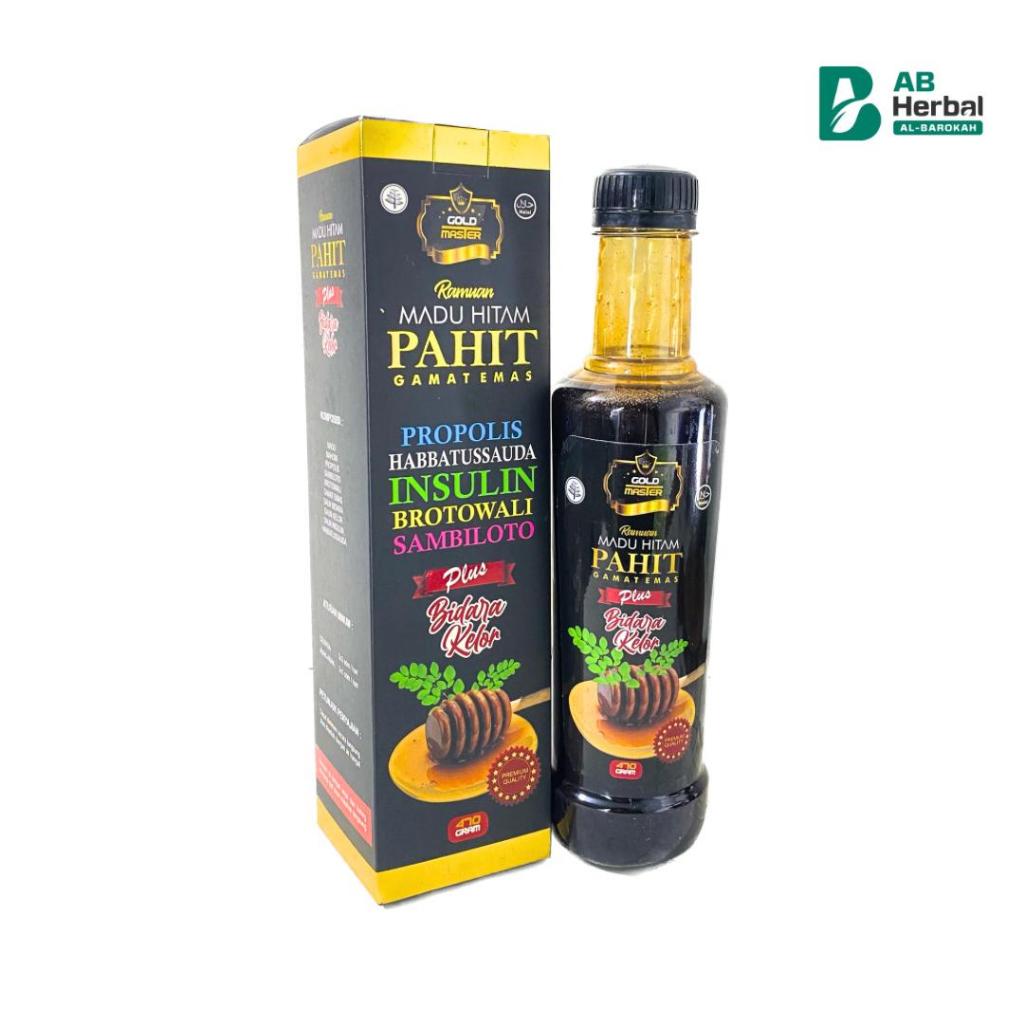 

MADU HITAM PAHIT GAMAT EMAS aslamago Propolis Habbatussauda Insulin Brotowali Sambiloto Plus Bidara Kelor 470 gr