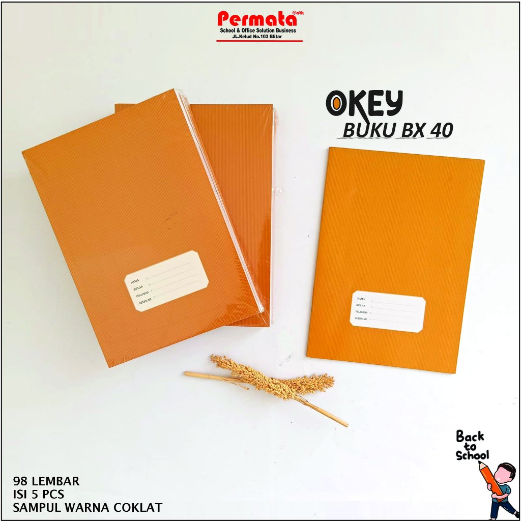 

BUKU TULIS BX OKEY 98 LEMBAR (1PACK ISI 5 BUKU) SAMPUL WARNA COKLAT/BUKU GARIS/OKEY