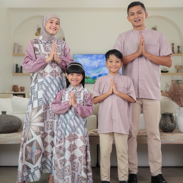 Diskon ANDAHIJAB Family Set Madani Series Dress Rose