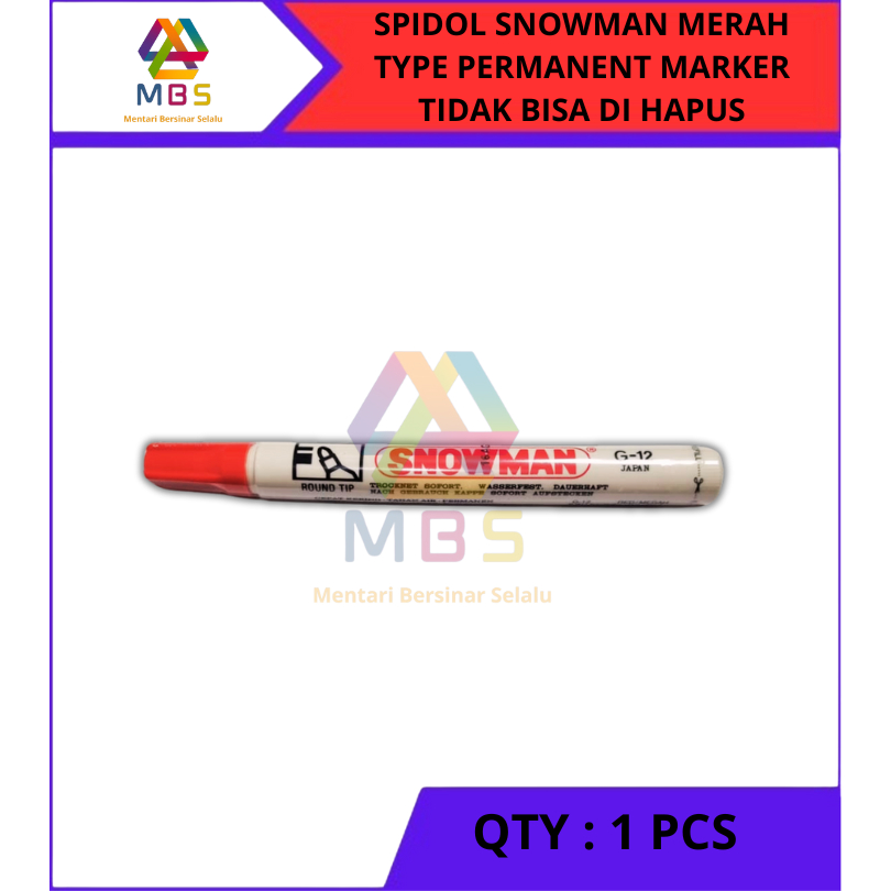 

HARGA 1 PCS SPIDOL SNOWMAN MERAH PERMANENT MARKER TIDAK BISA DIHAPUS TYPE G-12