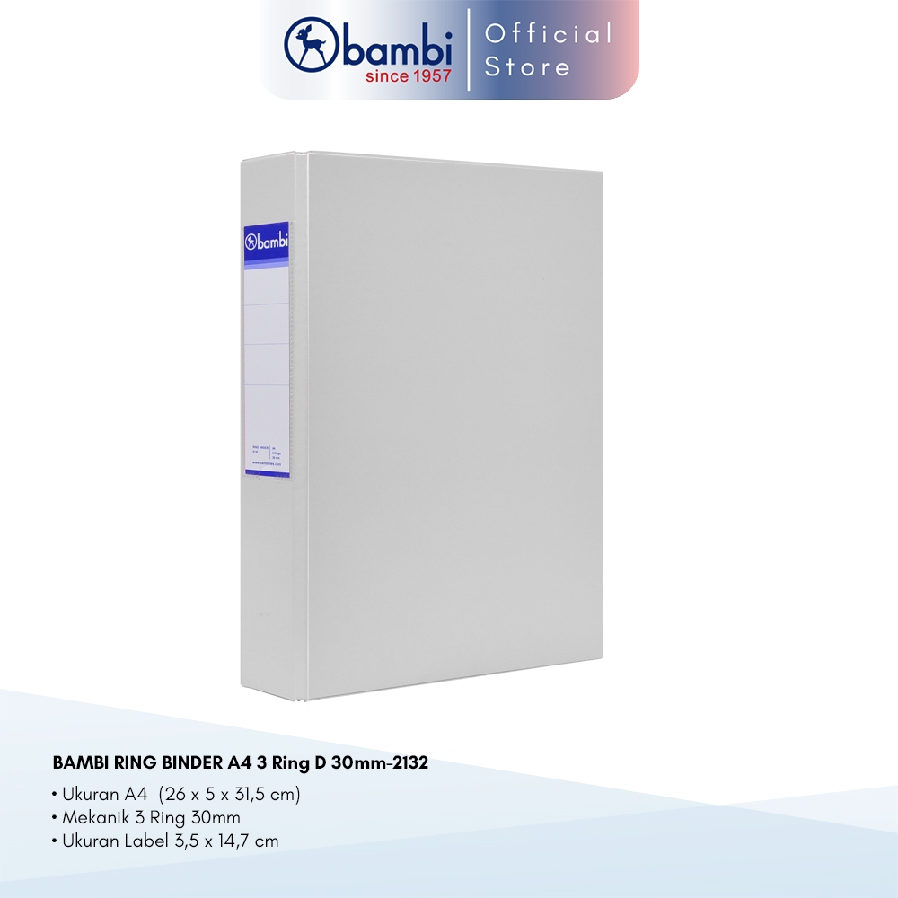

Bambi Ring Binder A4 3 Ring D-Type Grey MID SIZE 30 mm
