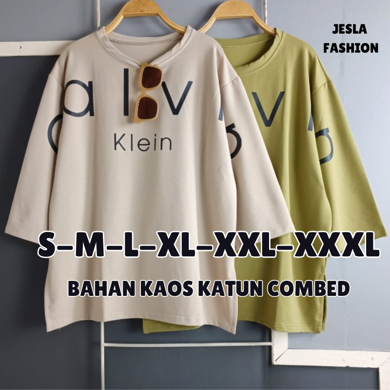 Kaos Oversize Wanita Korean Style Klein Blouse BO Size S M L XL XXL XXXL LD 90-130 CM Bahan Kaos Kat