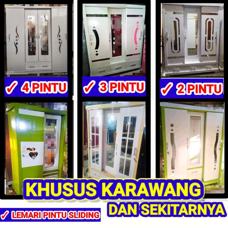 LEMARI 3 PINTU 2 PINTU 4 PINTU BUKA TUTUP SLIDING / LEMARI PAKAIAN 4 PINTU 3 PINTU 2 PINTU KAYU CERM