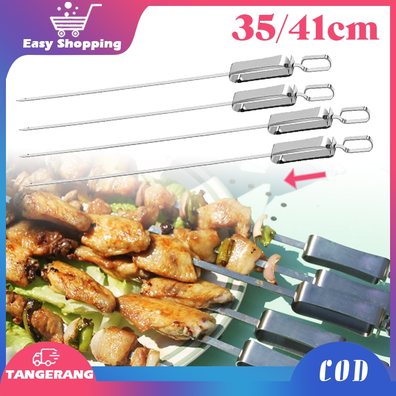 2pcs Tusukan Sate Stainless Tusuk Sate BBQ Tusuk Sate Stainless Tusuk Daging Stainless Untuk Barbeky