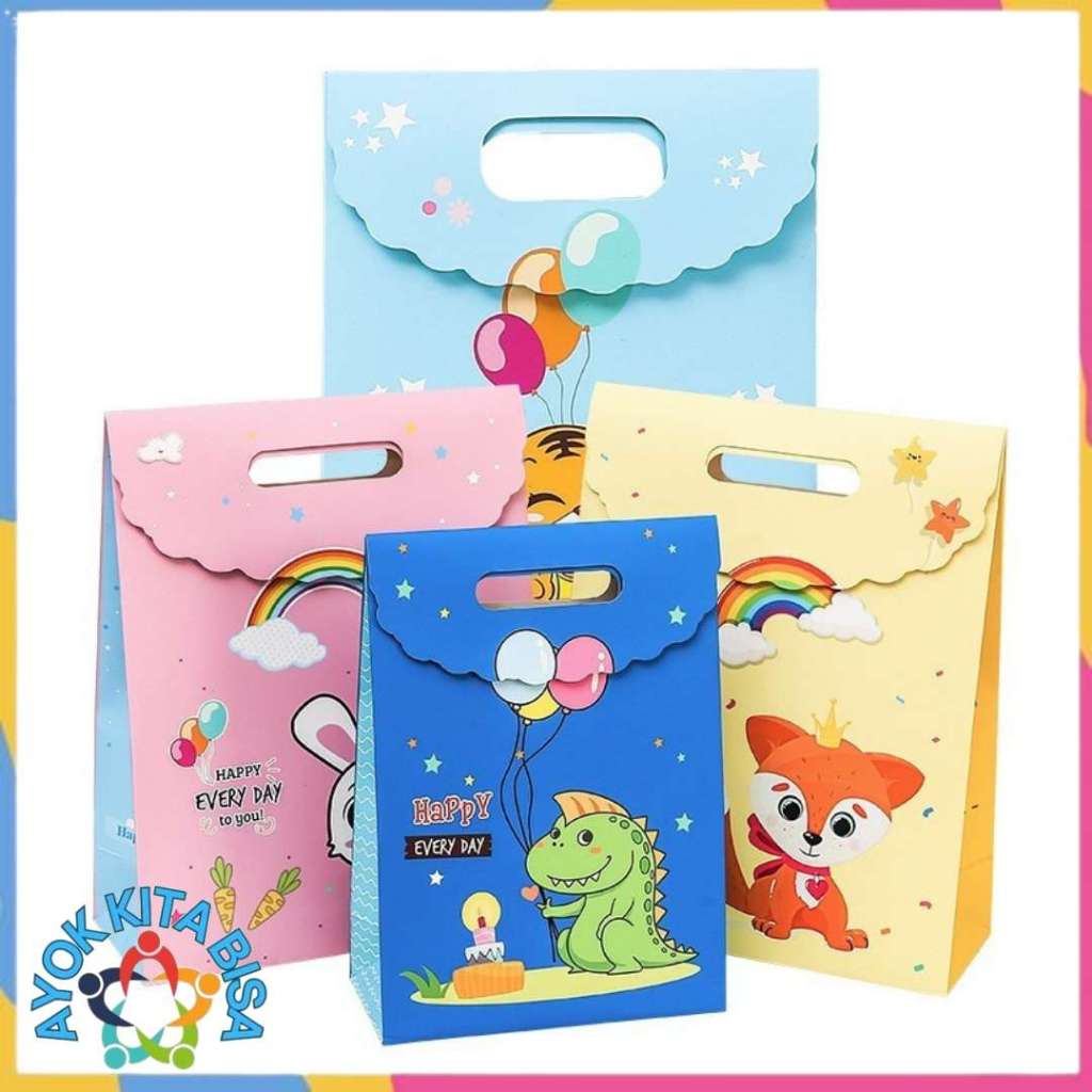 

AKB Goodie Bag Karakter Animal Tas Bingkisan Hadiah Hampers Ulang Tahun Anak Karkater Hewan Souvenir Kantong Tentengan Bingkisan Paper Bag Tas Hampers Snack Ulang Tahun