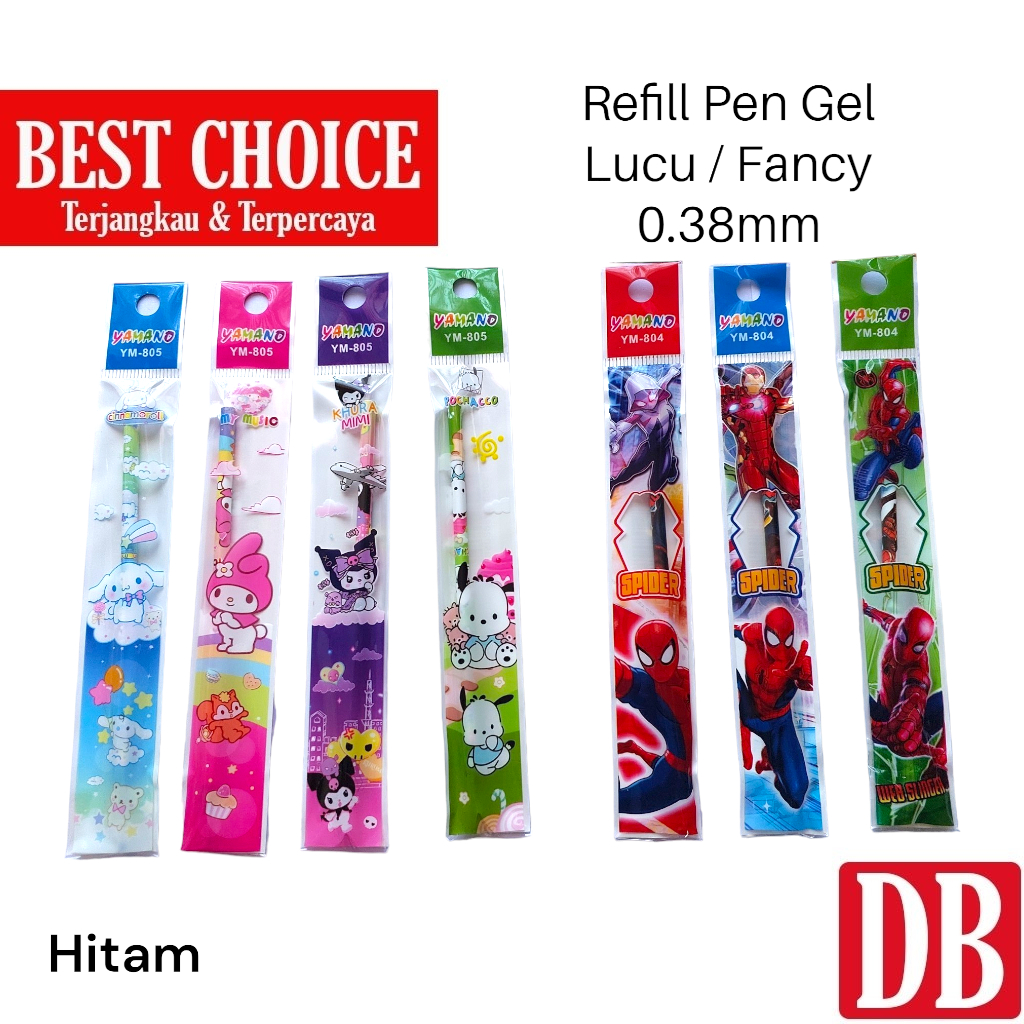 

Refill / Isi Ulang Gel Pen / Pulpen Lucu Fancy Character Yamano 0.38mm Hitam (Needle Tip) 5pcs/20pcs