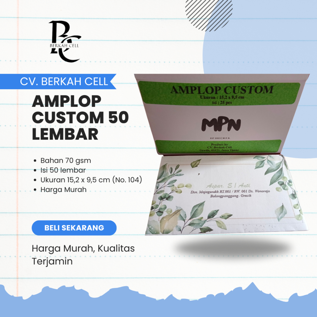 

AMPLOP KONDANGAN CUSTOM 50 LEMBAR