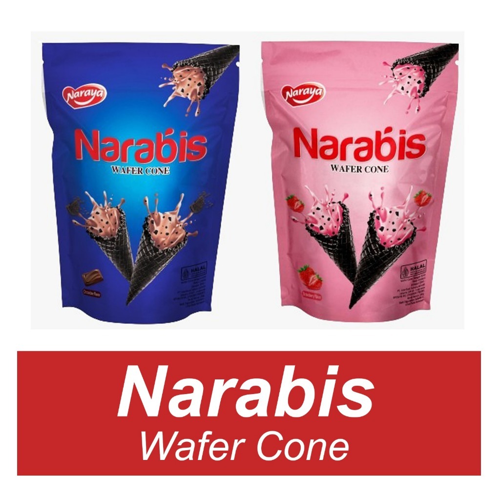 

ECER NARABIS WAFER CONE STRAWBERRY N CHOCOLATE - 2 PC (MIX 2 RASA)