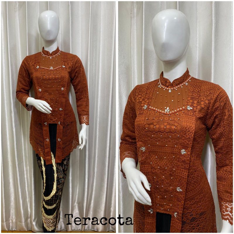 Setelan Kebaya Brokat Modern Atasan Kebaya Kerah Payet Brukat Malika Baju Wisuda Remaja