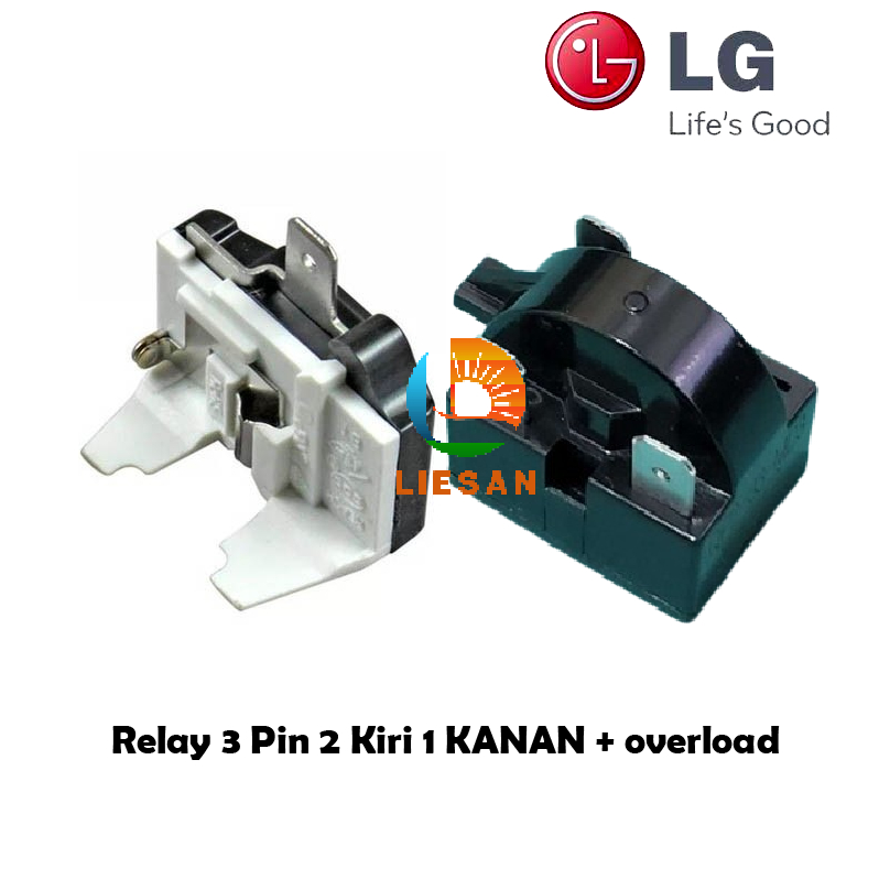Relay 3 Pin 2 kiri 1 kanan + Ptc Overload Kulkas LG 1 pintu / 2 pintu