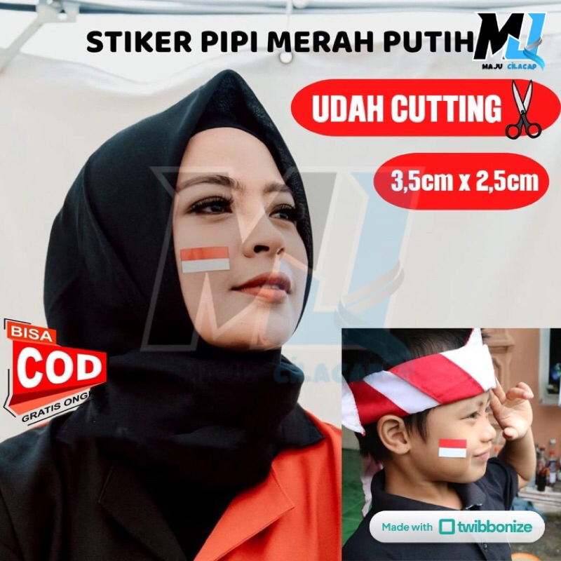 

2F Stiker Bendera Indonesia isi 25pcs 17 Agustus Accesoris Stiker Pipi Bendera Indonesia Kemerdekaan Indonesia Hari Ulang Tahun HUT RI
