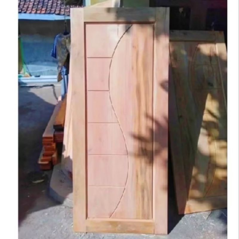 Redy Stok Daun Pintu Minimalis Kayu Mahoni Perhutani