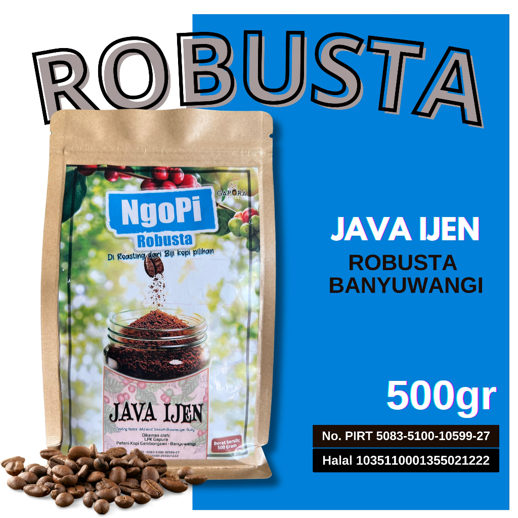 

500 Gr Kopi Robusta Gombengsari Banyuwangi Java Ijen By Gapura Coffee