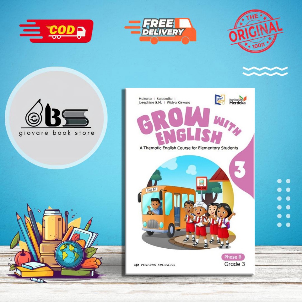 BUKU GROW WITH ENGLISH KELAS 3 ERLANGGA KURIKULUM MERDEKA ORIGINAL | GROW WITH ENGLISH GRADE 3/KM