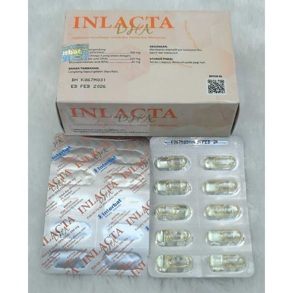 Inlacta DHA Per Strip 10 Kapsul / Inlacta DHA Eceran Per Kapsul / Suplemen Ibu Hamil untuk Janin Pin