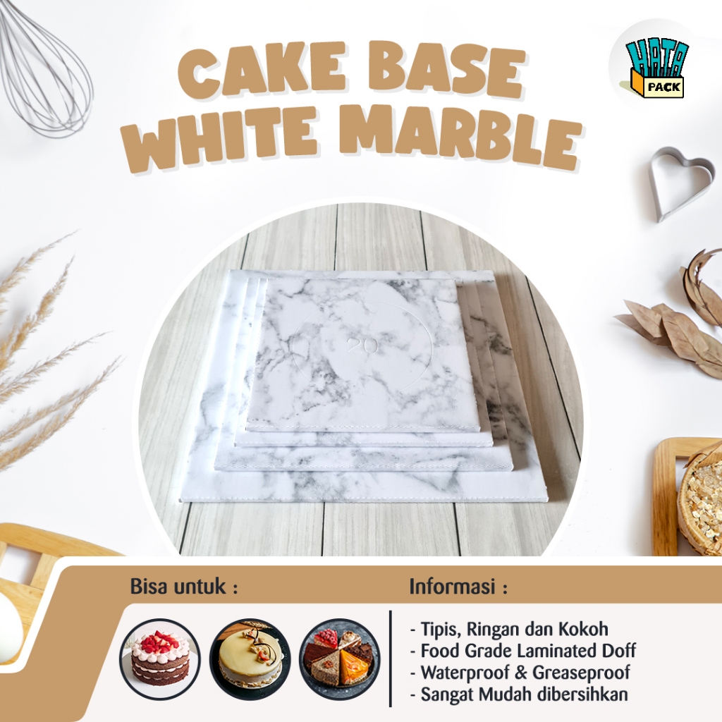 Tatakan Kue Marble Putih / Alas Kue / Cake Base White Marble