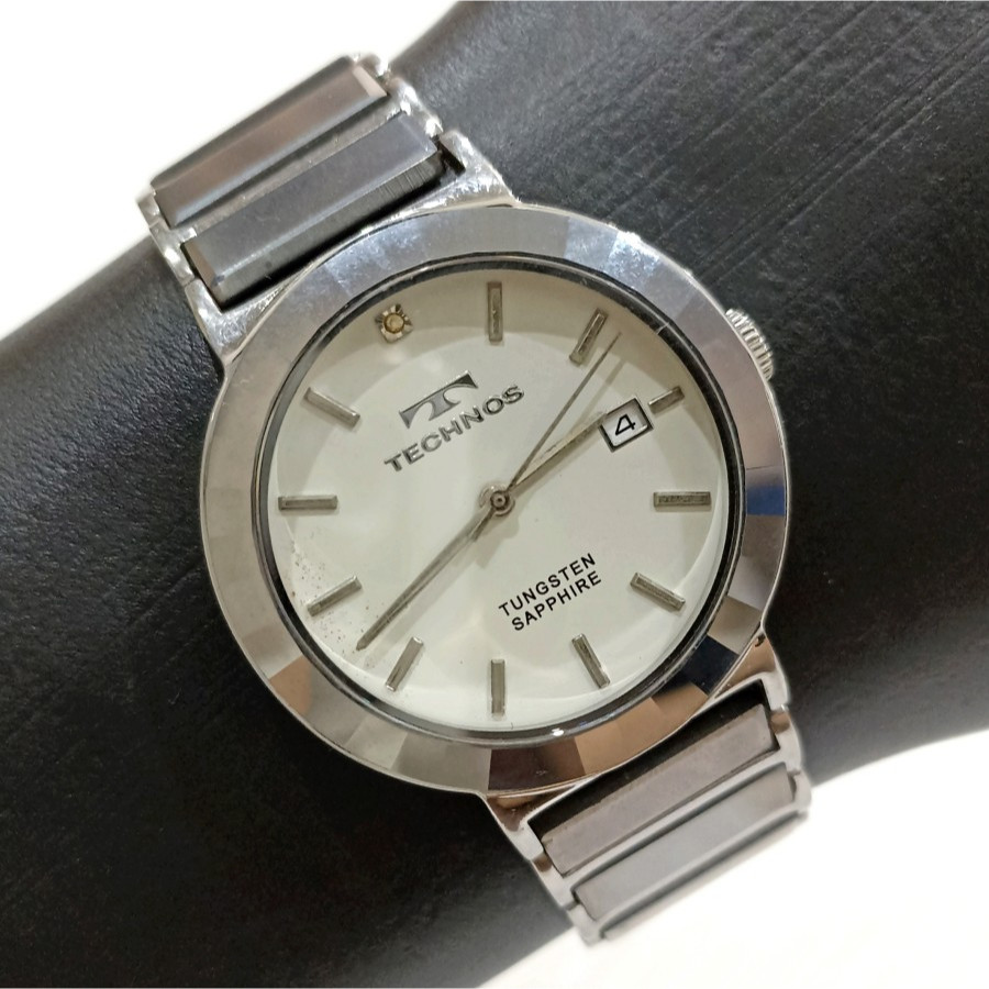 Jam Tangan Technos World-Wide Diamond Tungsten Sapphire Quartz Watch Fashion Mewah Pria Laki-Laki