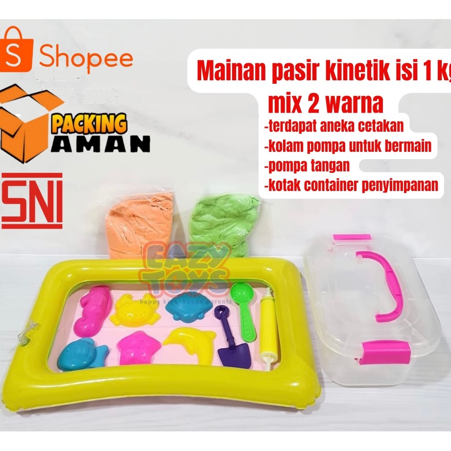 KODE X68J Pasir Mainan Anak 1Kg Ada Kotak Penyimpan Cetakan dan Kolam Mainan Pasir Anak 1 Set Lengka
