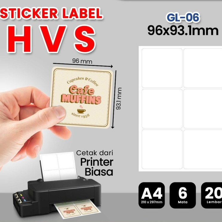 

Kertas Stiker Label HVS Doff A4 BLUEPRINT Uk 96X93.1 mm 20Lembar GL-06 Sticker Putih