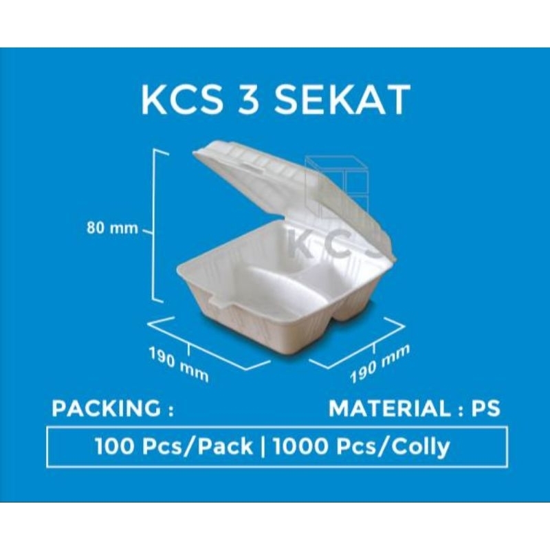 KCS 3 STYROFOAM sekat (KOTAK GABUS) LB LUNCHBOX