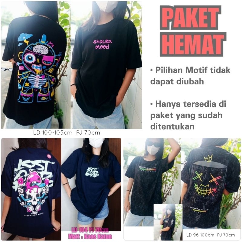 HEMAT 3PCS 100RBAN KAOS BAJU OBLONG TSHIRT ALLSIZE UNISEX CEWEK COWOK PRIA WANITA ANAK-ANAK