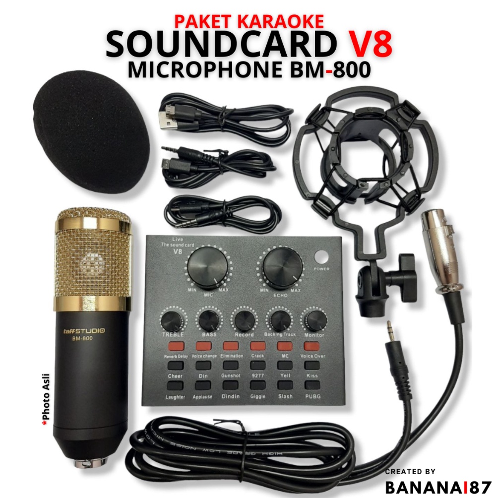 Soundcard V8 Bluetooth Mixer Sound card Audio Live Streaming Singing Karaoke Recording Plus Mic BM8 
