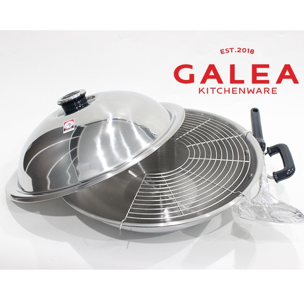 Wajan Multifungsi / Kuali Stainless / Wajan Masak Zebra / 5 Ply Chinese Wok Zebra 38cm with Lid & Wi