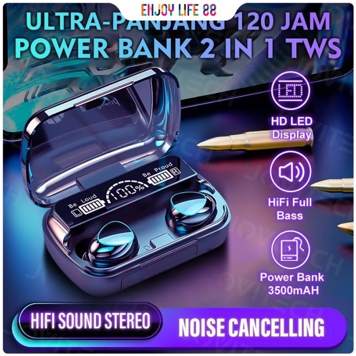 M1M19M2PROM28F9M9PRO In Ear Headset Bluetooth Full Bass Stereo with Power Bank TWS Noise Reduction E