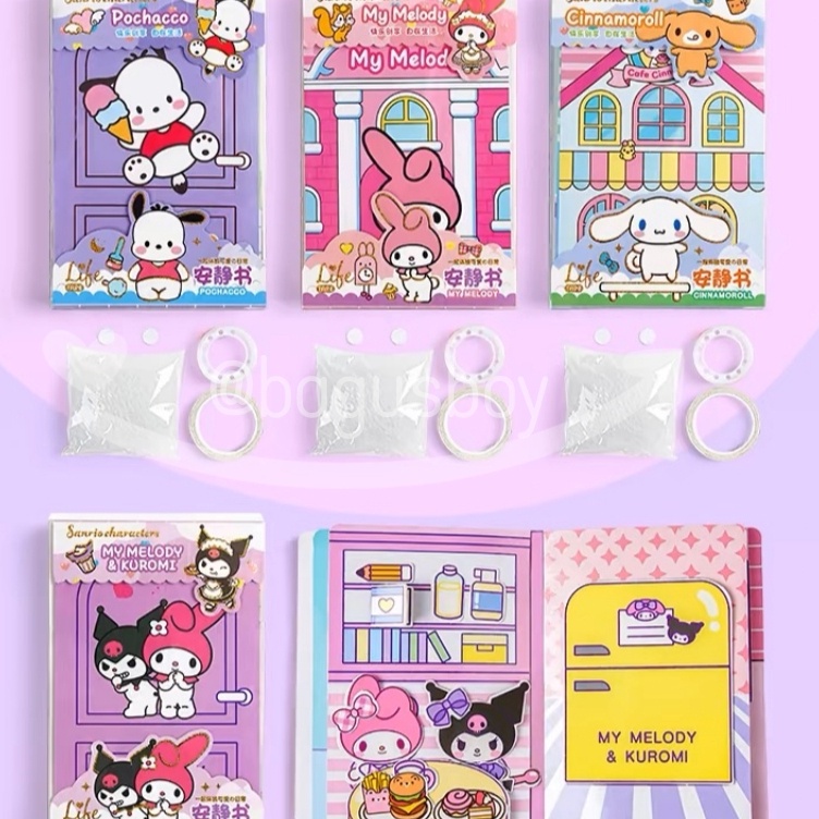 Sanrio Quiet book Cinnamoroll Kuromi Buku Diy Handmade Toys Paper Doll House hand Pom Pom Purin Poch