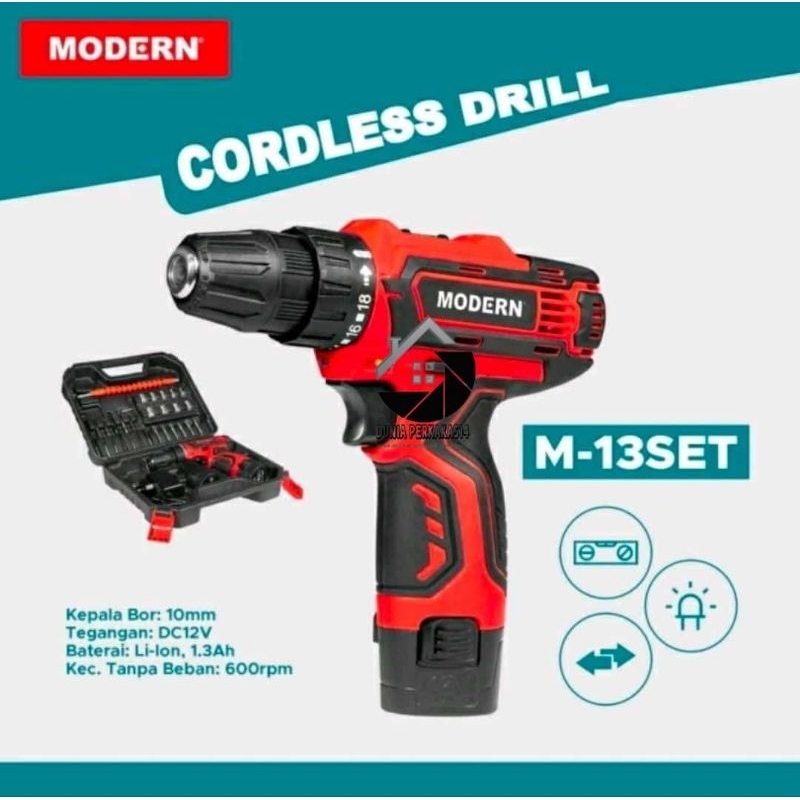 MESIN BOR CAS MODERN M13 SET/BOR BATERAI 12V