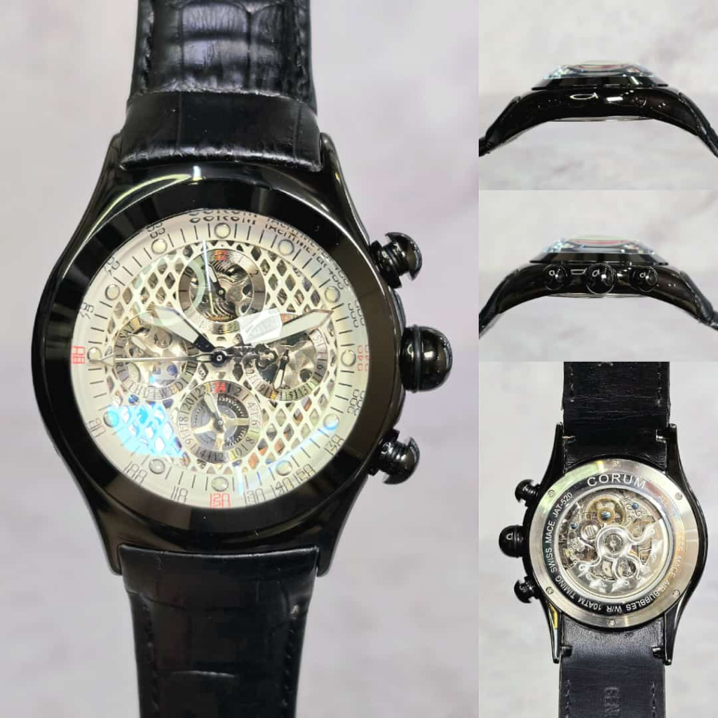 Jam Tangan Luxury Corum Bubble Anual Calendar Japan Automatic 46mm Black White Dial Best Quality Imp