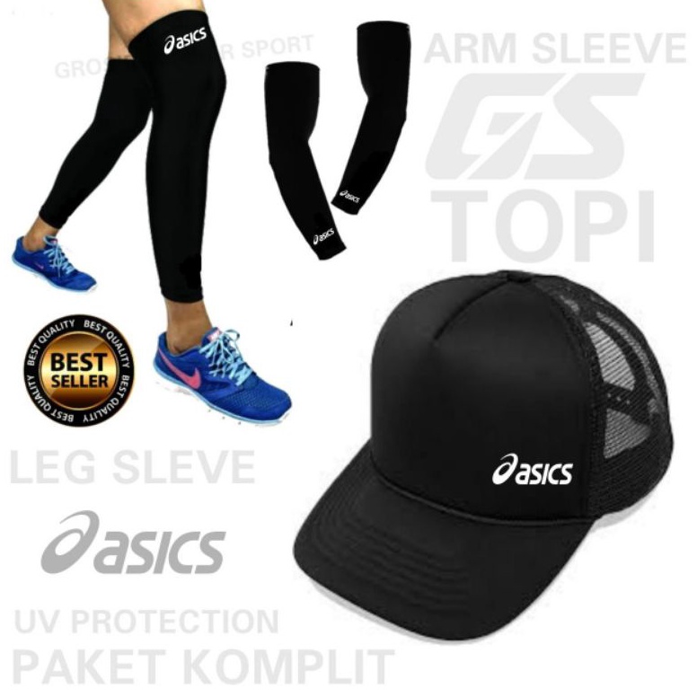 KODE Q17N Paket hemat manset tangan topi dan manset kaki voli asics